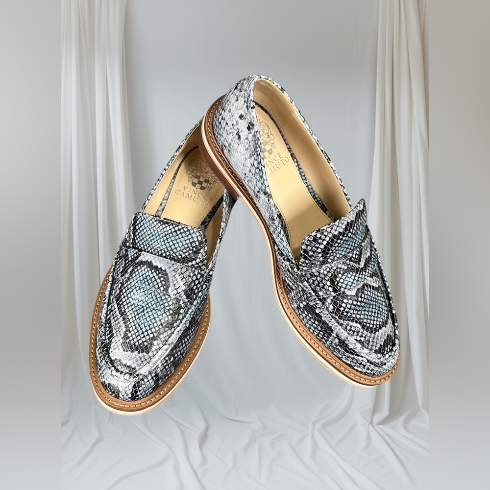 Vince Camuto Monochrome Snake Pattern Loafers